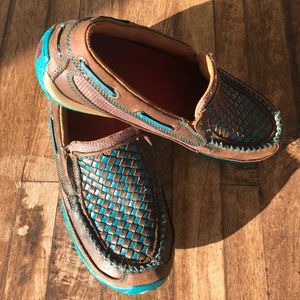 Twenty X Slip on Loafer SZ 8.5 Turquoise/ Leather